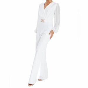 Chic White Jumpsuit with Gold Accent